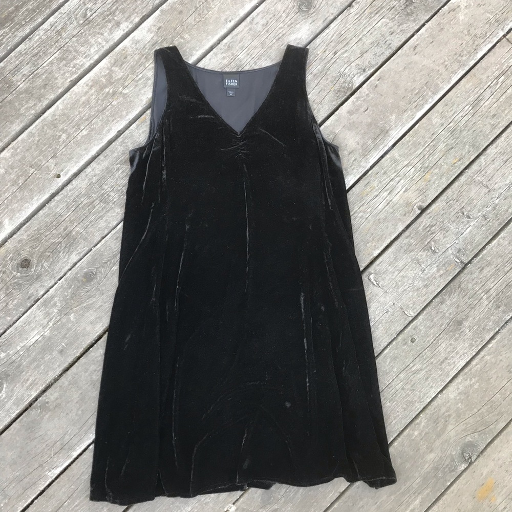 Eileen Fisher Black Velvet Dress, M